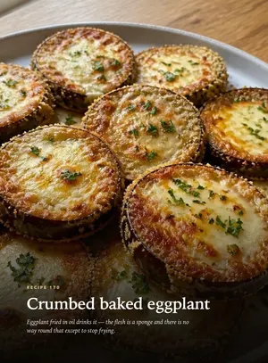 The crumbed eggplant, straight from the video